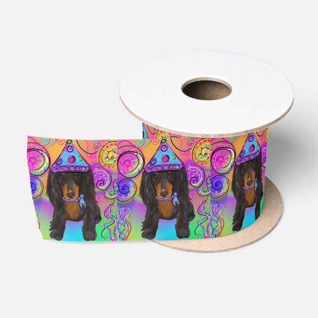LONG HAIRED BLACK DOXIE       SATIN RIBBON (Spool)
