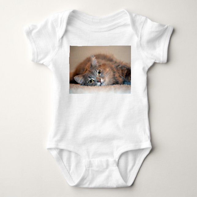 Long Haired Blue Russian Cat by Shirley Taylor Baby Bodysuit (Front)
