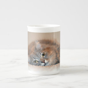 Long Haired Blue Russian Cat by Shirley Taylor Bone China Mug