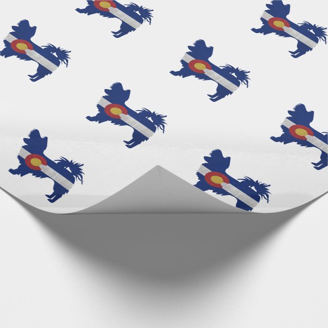 Long Haired Chihuahua Colorado Flag Silhouette Wrapping Paper (Corner)