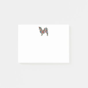 Long Haired Chihuahua Geo Silhouette Plaid Post-it Notes