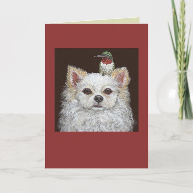 Long haired chihuahua greeting card (Front)