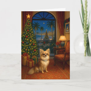 Long-haired Chihuahua Holiday Card