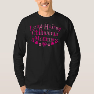 Long Haired Chihuahua Momma Pink Hearts Fitted Sco T-Shirt