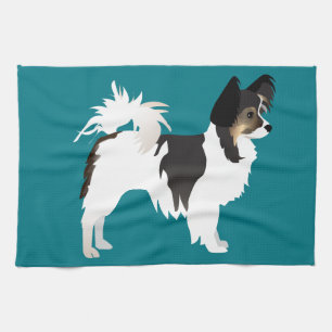 Long-haired Chihuahua or Papillon Basic Design Tea Towel