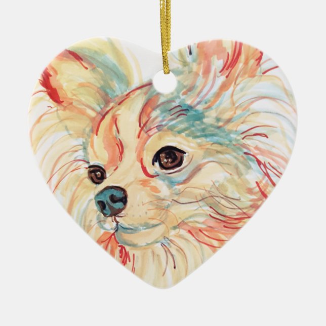 Long Haired Chihuahua Pop Art Ornament (Front)
