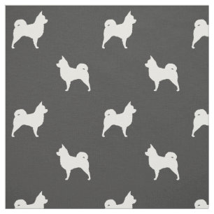 Long Haired Chihuahua Silhouettes Pattern Fabric