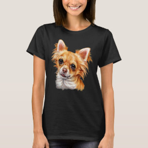 Long Haired Chihuahua Watercolor Painting Cute Dog T-Shirt