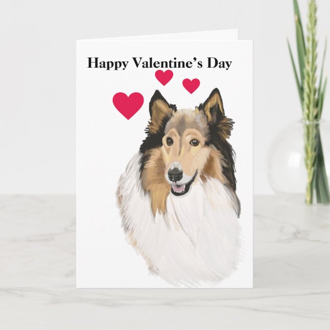 Long Haired Collie Dog Portrait  Holiday Card (Front)