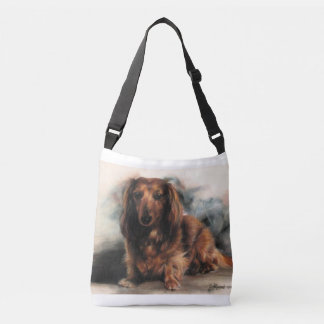 Long Haired Dachshund dog Crossbody Bag