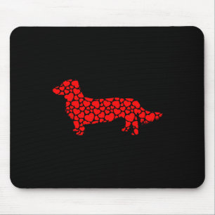 Long Haired Dachshund Dog Cute Silhouette Heart Va Mouse Pad