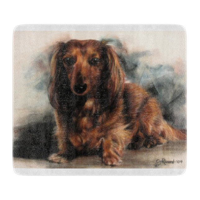 Long Haired Dachshund dog Cutting Board (Front)