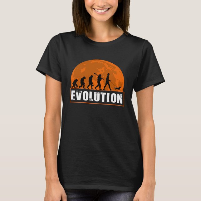 Long Haired Dachshund Dog Dad Human Evolution T-Shirt (Front)