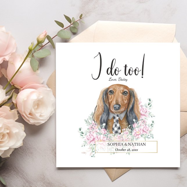Long Haired Dachshund Dog Wedding Cocktail Napkins (Creator Uploaded)