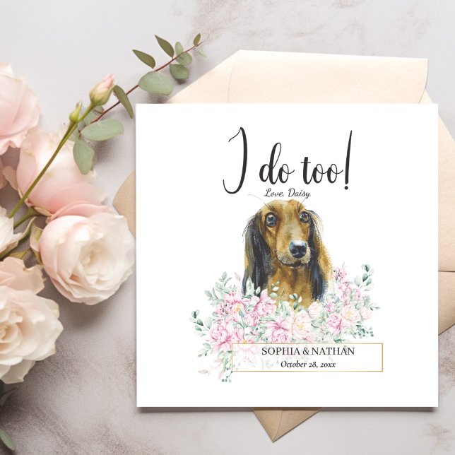 Long Haired Dachshund Dog Wedding Cocktail Napkins (Creator Uploaded)