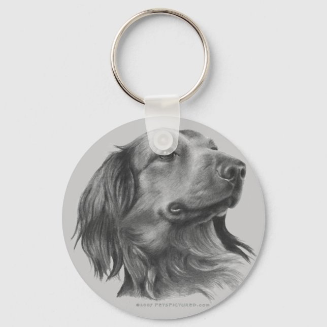 Long-Haired Dachshund Key Ring (Front)