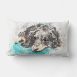 Long Haired Dachshund Lumbar Cushion