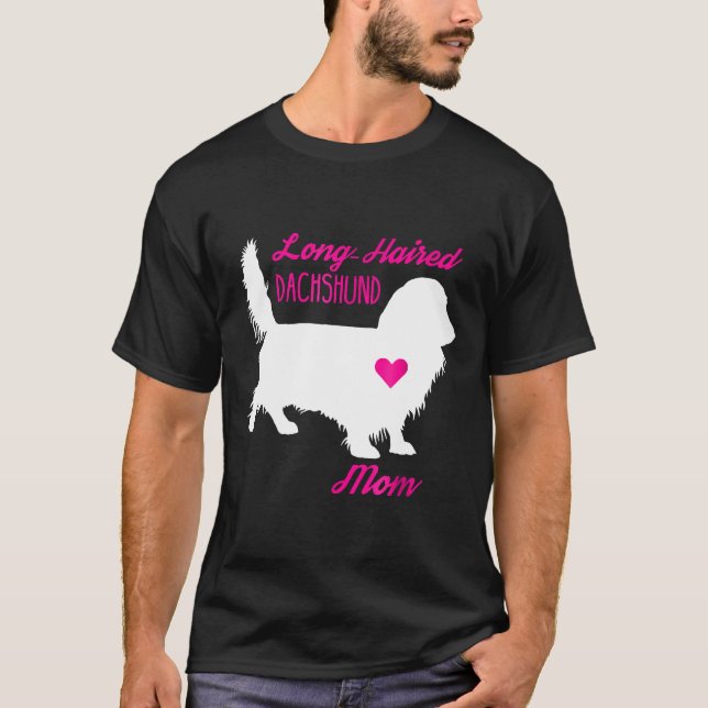 Long Haired Dachshund Mum-Mothers Day Wiener Dog  T-Shirt (Front)