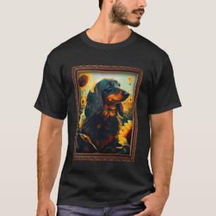 Long Haired Dachshund Painting Sunflower Flower Mo T-Shirt