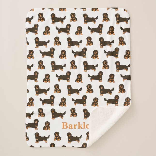 Long-haired Dachshund Personalised Blanket - Dog (Front)