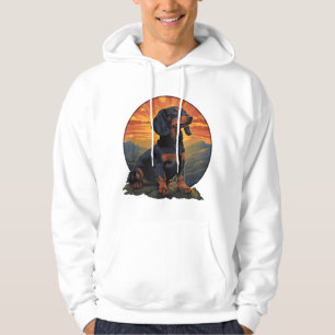 Long Haired Dachshund pet lover retro vintage Hoodie
