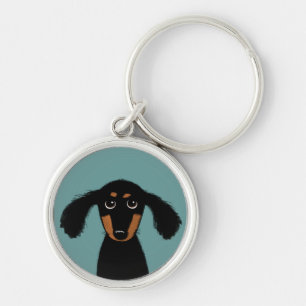 Long Haired Dachshund Puppy Key Ring