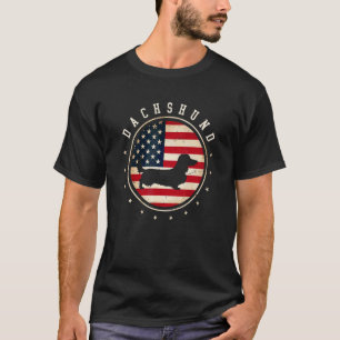 Long Haired Dachshund Usa Flag 4th July Dog Mum Da T-Shirt