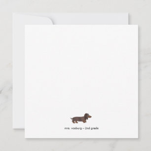 Long-haired Dachshund Watercolor Flat Note Card