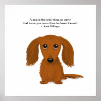 Long Haired Dachshund with Josh Billings Quote