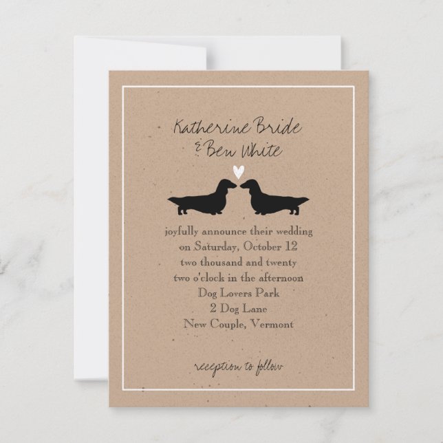 Long Haired Dachshunds Wedding Invitation (Front)