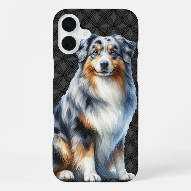 LONG HAIRED FLUFFY AUSTRALIAN SHEPHERD DOG iPhone CASE (Back)