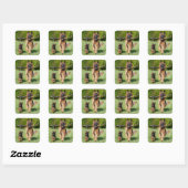 Long Haired Fluffy German Shepherd Dog and Puppy Square Sticker (Sheet)