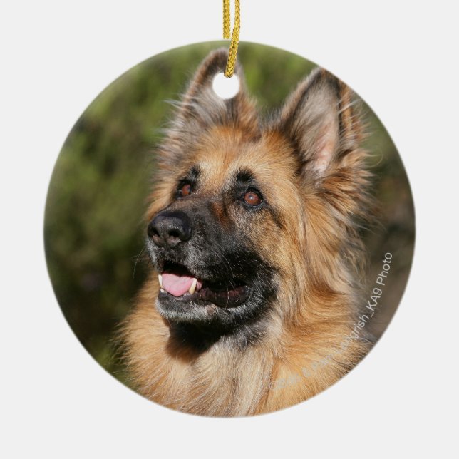 Long Haired German Shepherd 1 Ceramic Tree Decoration (Front)