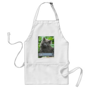 Long Haired Grey Russian Blue Cat Standard Apron