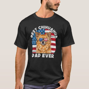 Long Haired Hair Chihuahua Dad Chiwawa Dog America T-Shirt