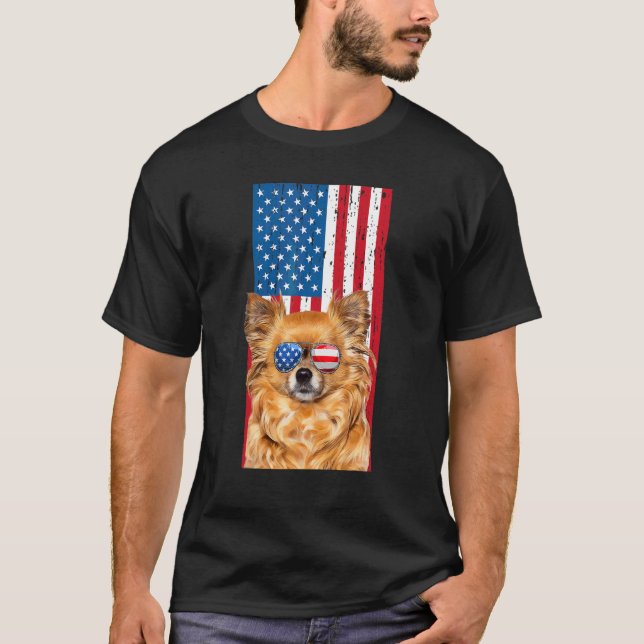 Long Haired Hair Chihuahua For Boys Kids Dog Ameri T-Shirt (Front)