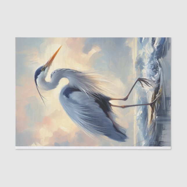 Long Haired Heron Decoupage  Tissue Paper (Front)
