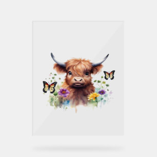 Long Haired Highland Baby Cow Classic T-Shirt Acrylic Sign