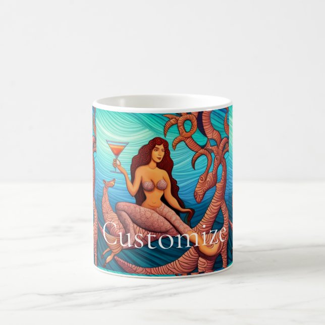 Long-haired Martini Mermaid Thunder_Cove  Coffee Mug (Center)