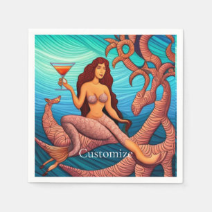 Long-haired Martini Mermaid Thunder_Cove  Napkin