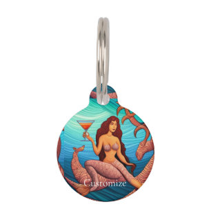 Long-haired Martini Mermaid Thunder_Cove Pet Tag