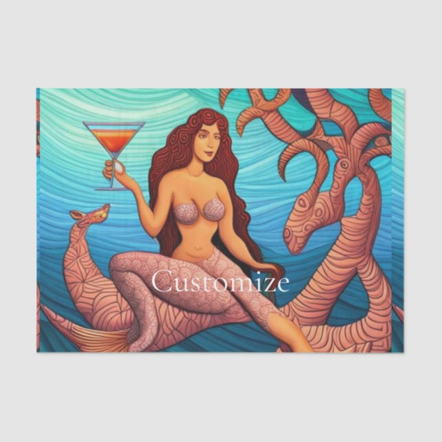 Long-haired Martini Mermaid Thunder_Cove  Tissue Paper (Front)