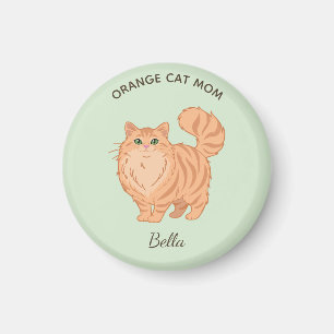 Long Haired Orange Cat Mum Personalised Magnet