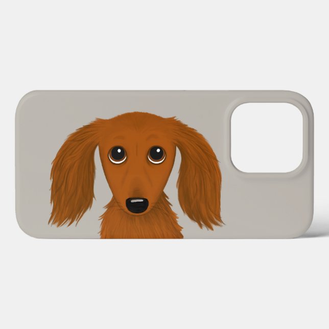 Long Haired Red Dachshund | Cute Doxie Cartoon Dog Case-Mate iPhone Case (Back (Horizontal))