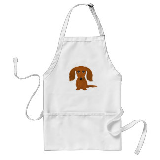 Long Haired Red Dachshund | Cute Doxie Cartoon Dog Standard Apron