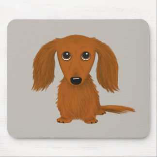 Long Haired Red Dachshund | Cute Wiener Dog Mouse Pad
