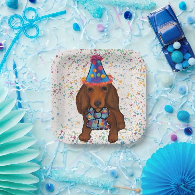 Long Haired Red Dachshund      Paper Plate (Party)
