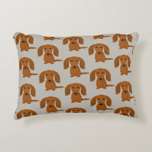 Long Haired Red Dachshund Pattern Decorative Cushion