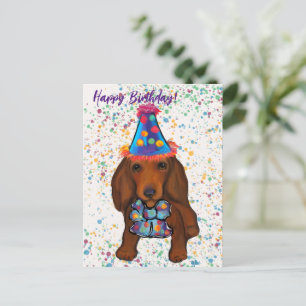 Long Haired Red Dachshund Postcard