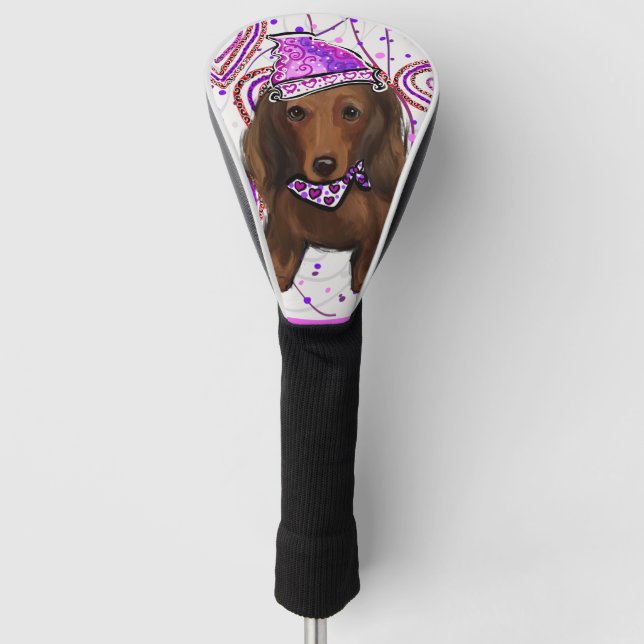 LONG HAIRED RED DOXIE          GOLF HEAD COVER (Front)